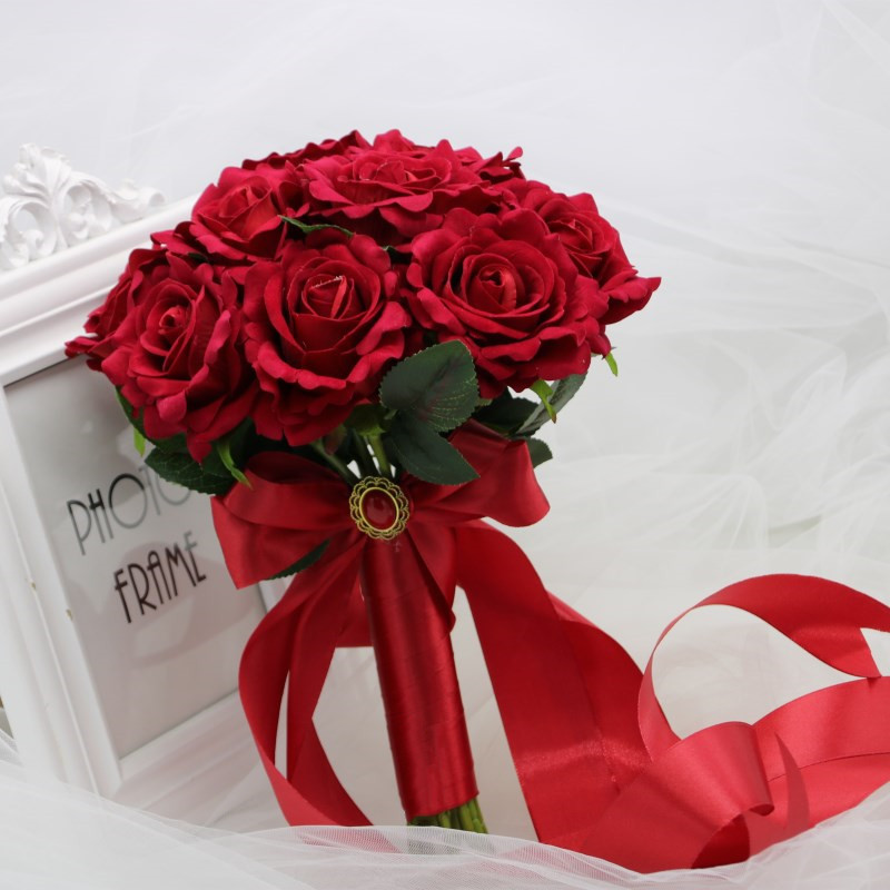 新娘手捧花结婚满天星玫瑰花束伴娘婚纱照拍摄道具婚庆用品-阿里巴巴