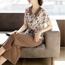 Z澤5中年妈妈夏季新款短袖40岁时尚洋气时尚休闲套装