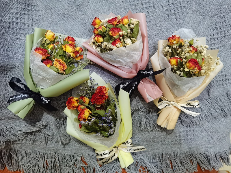 不美艳乡村橘红小玫瑰泡泡干花束迷你小花伴手礼礼盒装饰花节日礼花