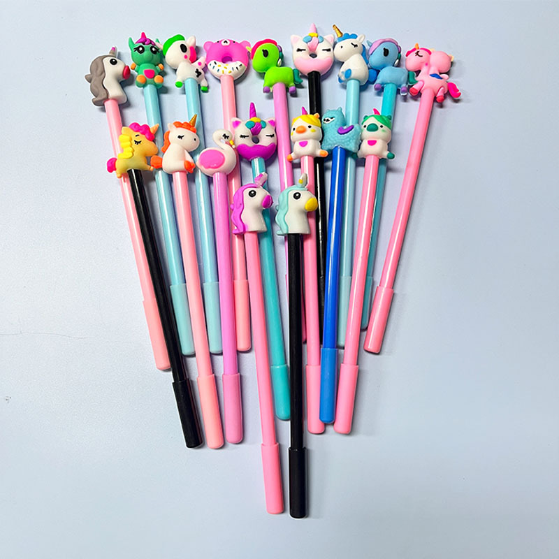 Good-looking Creative Korean Student Cartoon Pen Cute Girl Heart Cute Silicone End Cartoon Gel Pen Wholesale