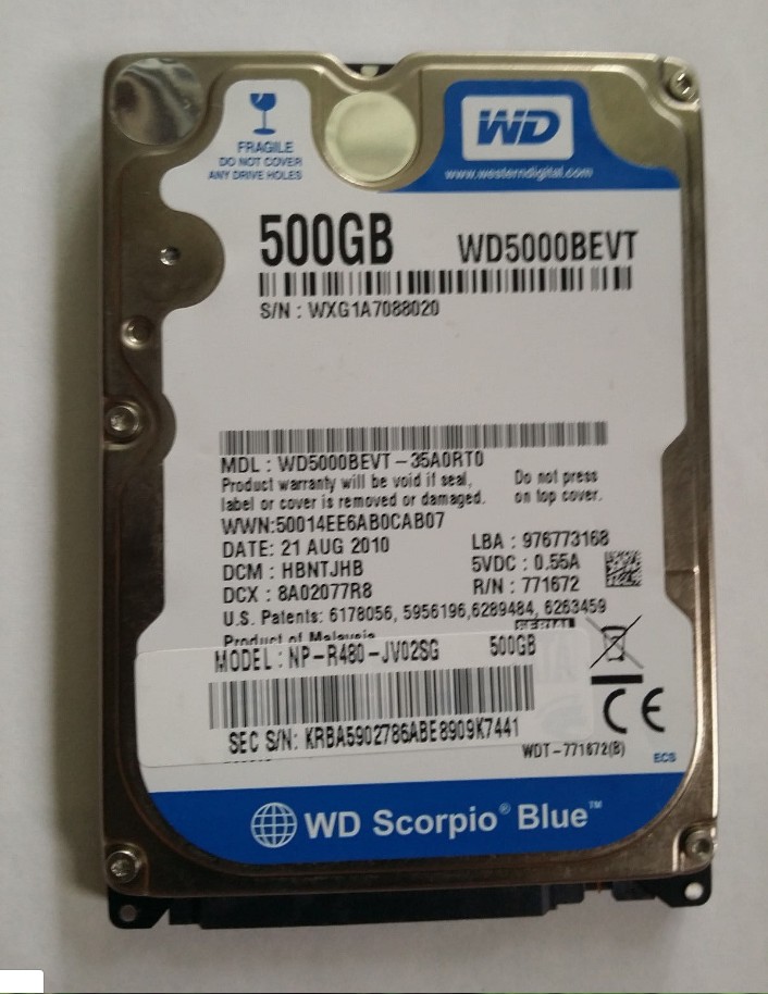适用包邮笔记本拆机 wd/西部/数据 wd5000bpvt 500g笔记本盘日立