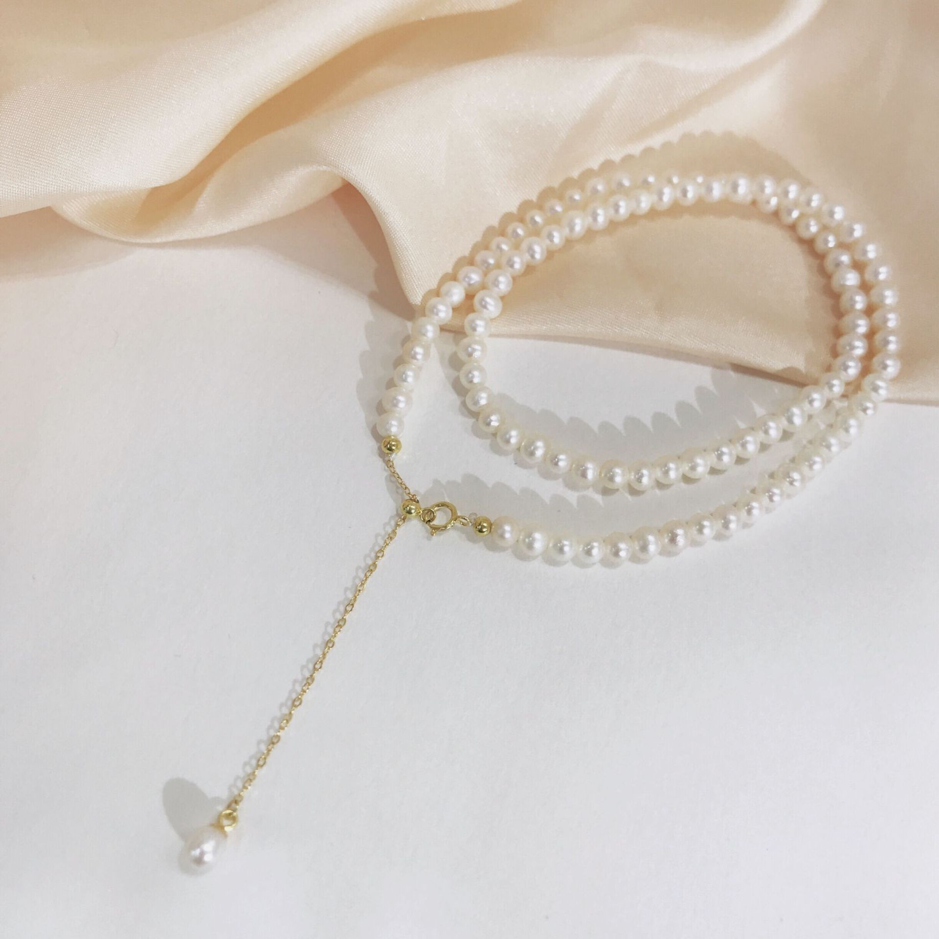Ornament Natural Freshwater Pearl Necklace S925 Silver Embeded Jade Pith Buddha All-Match Suit Mother's Day Gift