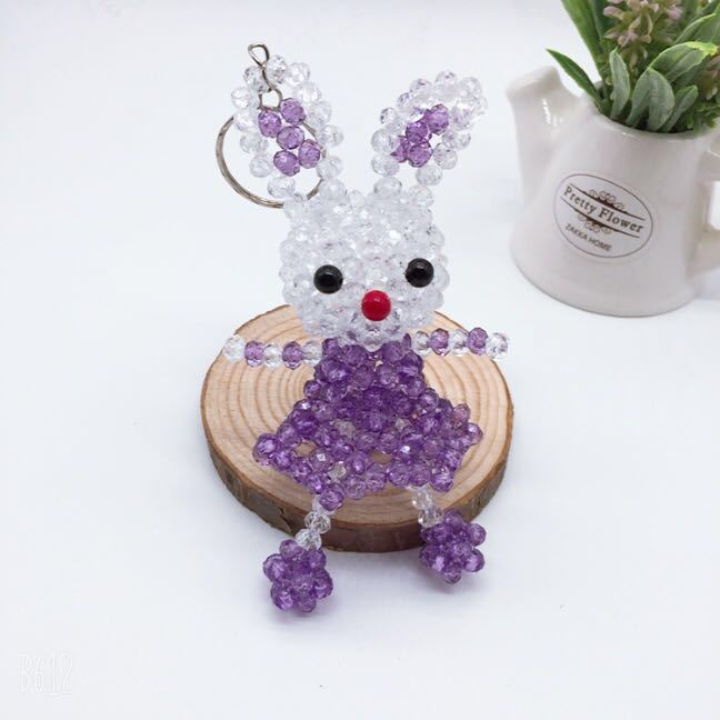 纯手工串珠花裙兔十二生肖兔钥匙挂件包包小挂件装饰兔卡通兔