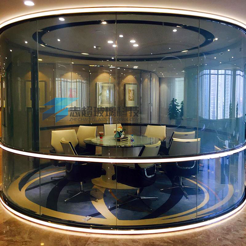智能调光雾化玻璃弯曲圆弧形防爆玻璃通电光电玻璃变色酒店玻璃
