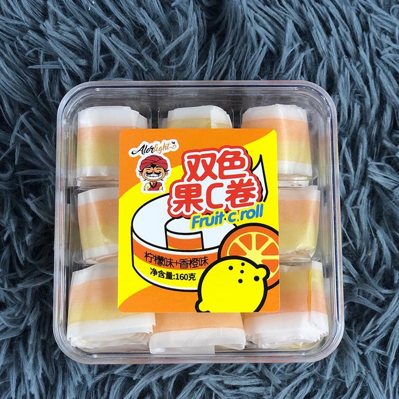 果汁卷双色双味果c卷160g混合口味软糖网红零食卷糖8090怀旧零食