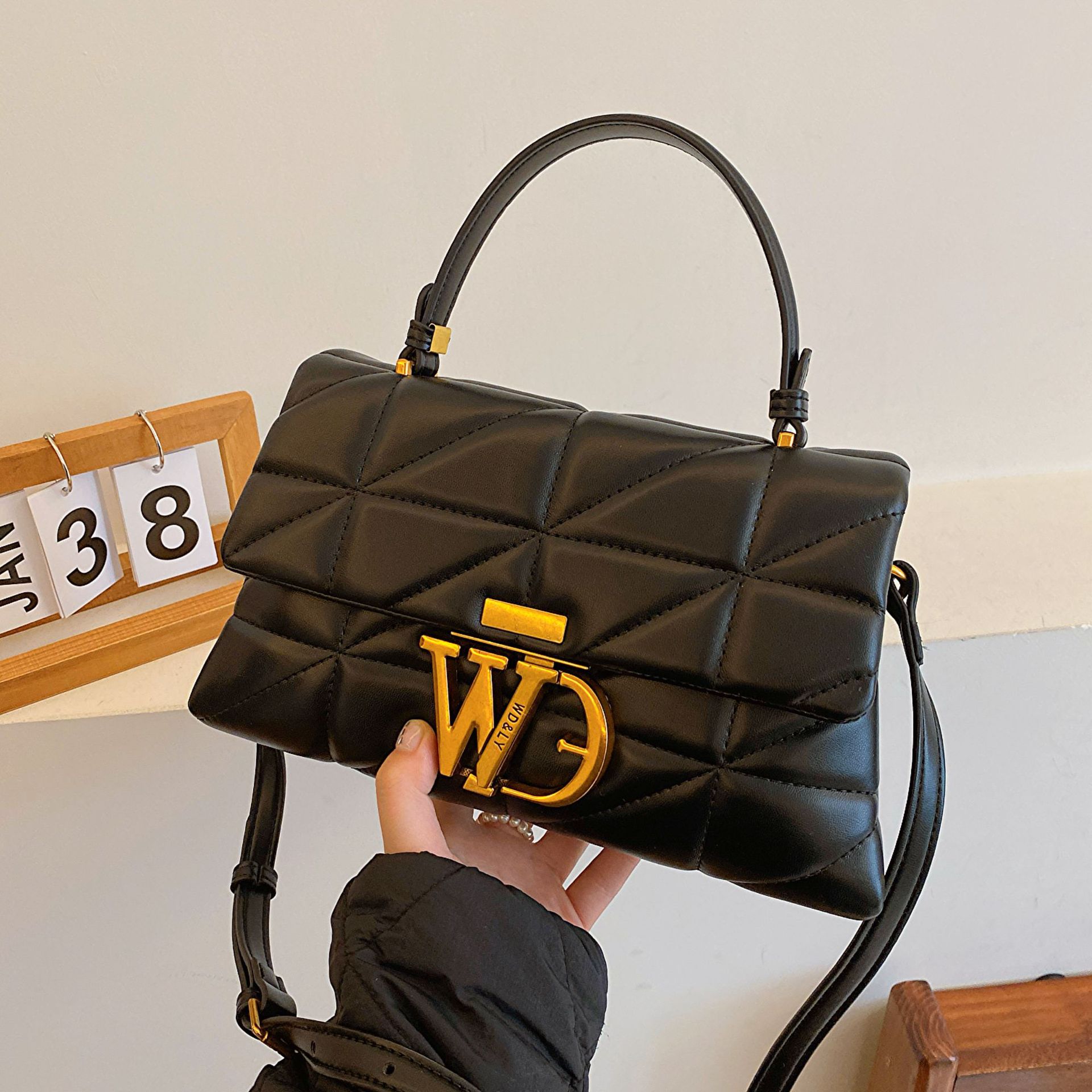 时尚款简约pu女包2023新款跨境外贸菱格包女小包女士单肩包链条包