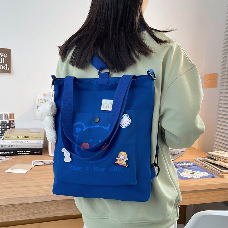 Backpack Tuition Bag Korean Style Student Schoolbag Handbag Cute Children's Single-Shoulder Bag Student Make-up Class Canvas Bag Wholesale