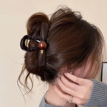 巧克力棕蝴蝶结抓夹女气质鲨鱼夹子2025新款春季高级感后脑勺发夹
