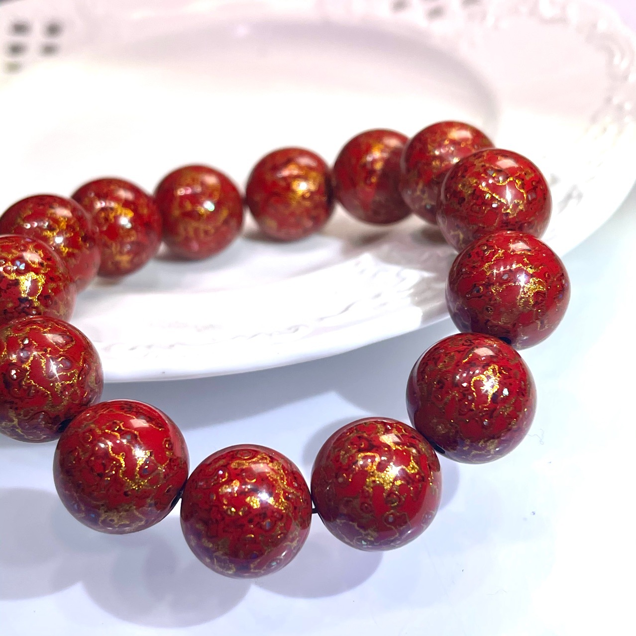 正红色大漆手链新年礼物非物质文化遗产本命年