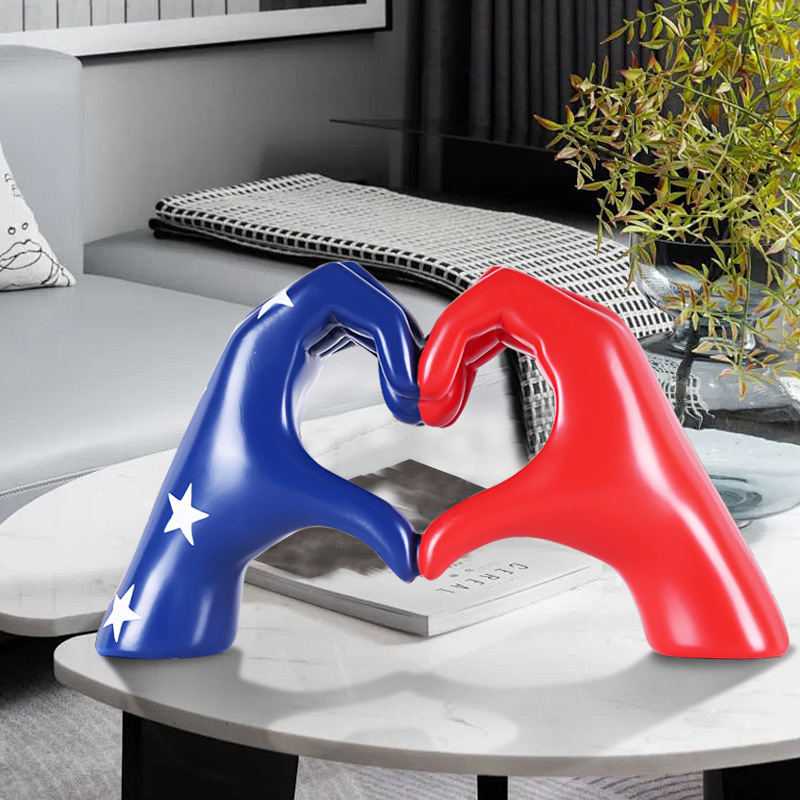 跨境独立日爱心手势创意树脂工艺品 居家节日装饰小礼品 桌面摆件