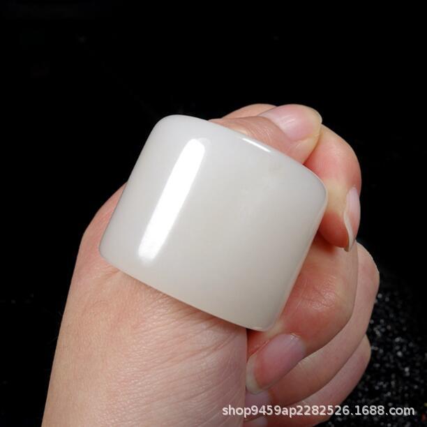 外蒙料和田玉扳指戒指挂件羊脂玉白玉扳指指环原石戒指指环手饰