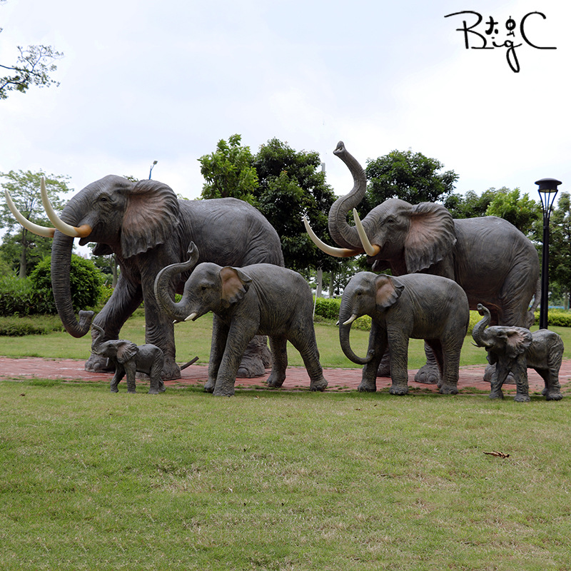 大型玻璃钢仿雕塑真大象摆件景观户外园区小品草坪假动物模型装饰