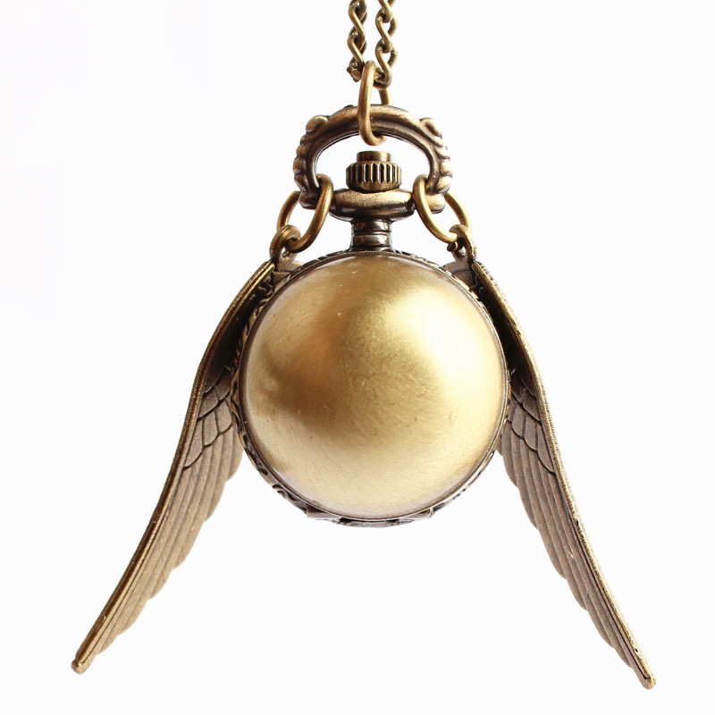 Factory Wholesale Anime Quidditch Spherical Pocket Watch Wings Retro Flip Quartz Watch Harry Potter Snitch Pocket Watch