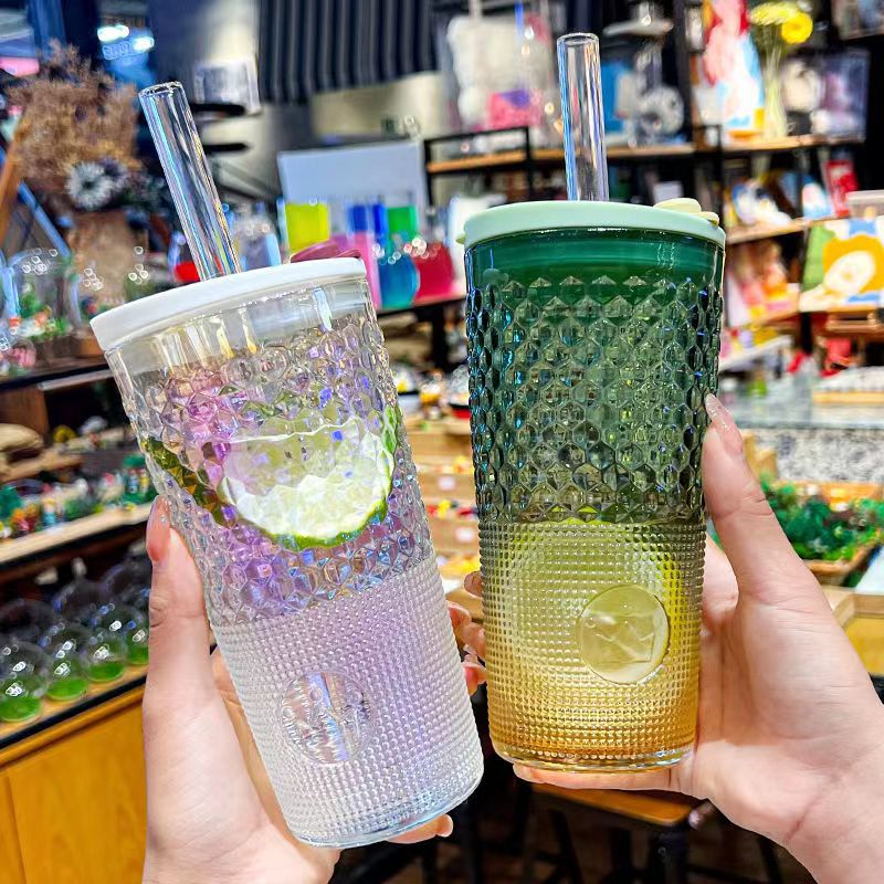 Ws New Queen Cup Gift Box Ins Wind Straw Glass Cup with Lid Good-looking Water Cup Student Household