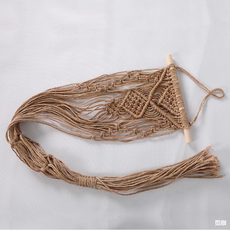 跨境麻绳悬挂民宿植物吊篮创意手工编织麻绳园艺家居装饰花盆网兜