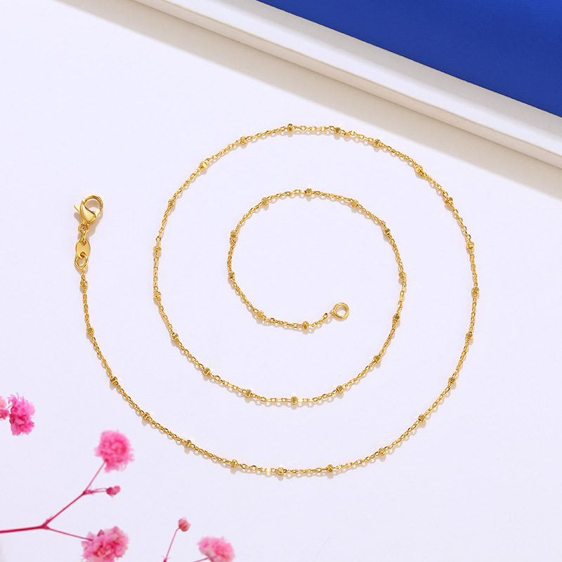 旭平首饰镀24k金色倒模黄铜镀金项链女士铜合金粗链素链锁骨链