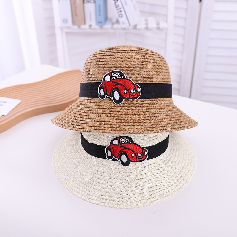 Spring and Summer Children's Straw Hat Fashion Korean Style Labeling Boys Beach Hat Outdoor Travel Sun Protection Sun Hat
