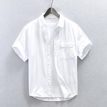 Z938男士休闲衬衫短袖白色衬衫男