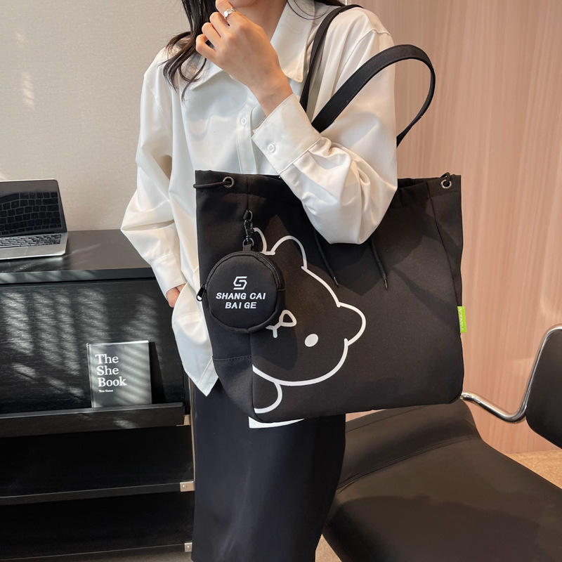 Artistic Style Fashion Hand Carrying Large Capacity Women's Bag 2023 New Canvas Minimalism Popular Single Shoulder Canvas Student Big Bag