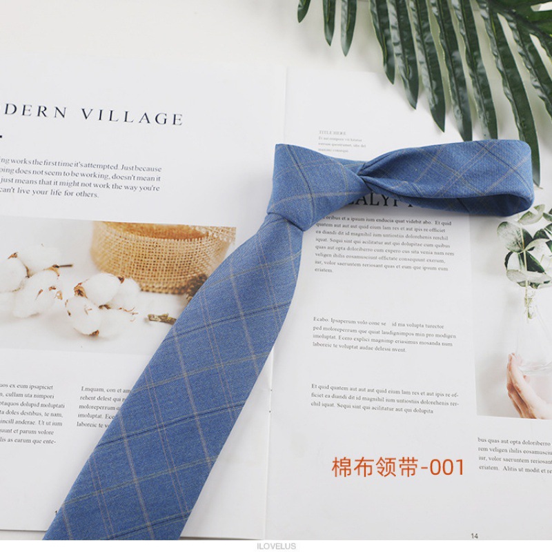 Factory Wholesale Tie Men's Business 7.5cm Work Professional Student Plaid Casual Fashion Cotton Striped Tie