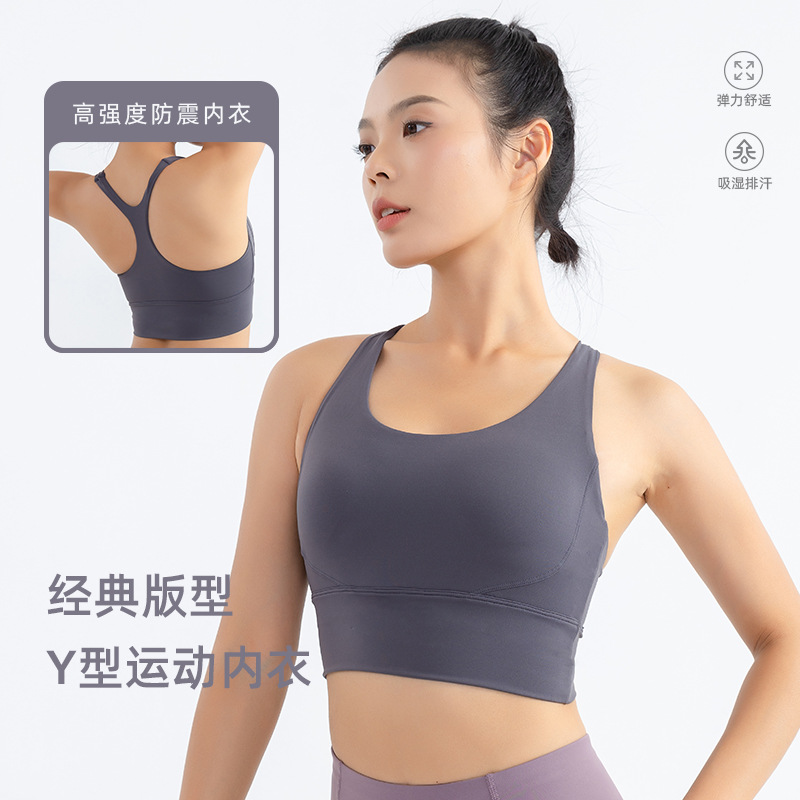 2023 Autumn and Winter New Y-Type Beauty Back Exercise Bra Straps Push-up Workout Vest Women‘s Shockproof Yoga Underwear