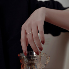 珍珠戒指女轻奢小众精致简约冷淡风复古食指可调节指环时尚个性