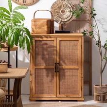 中式长方形藤编实木柜置物架陈列小型柜子手办收藏收纳储物柜玄关