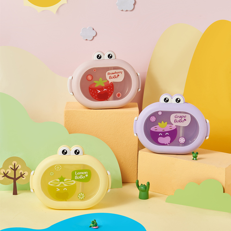 cute little frog children‘s lunch box children‘s portable out food supplement box student fruit box compartment pp bento box