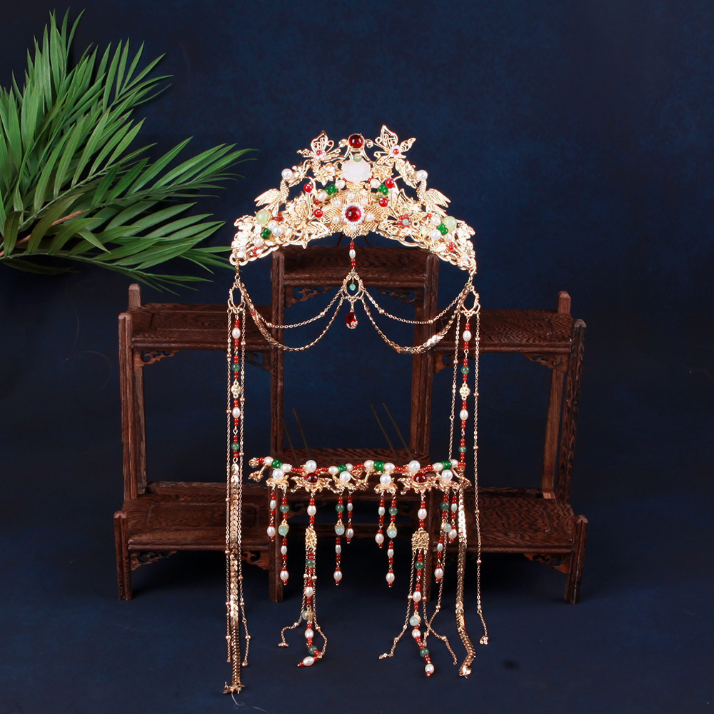 超仙汉服古风头饰点缀发饰发包汉服发冠对簪套装流苏女百搭头饰