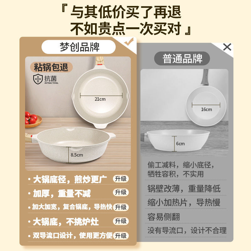 Medical Stone Non-Stick Pan Frying Frying Pan Household Soup Thickened Pan Smoke-Free Gas Stove Induction Cooker Universal