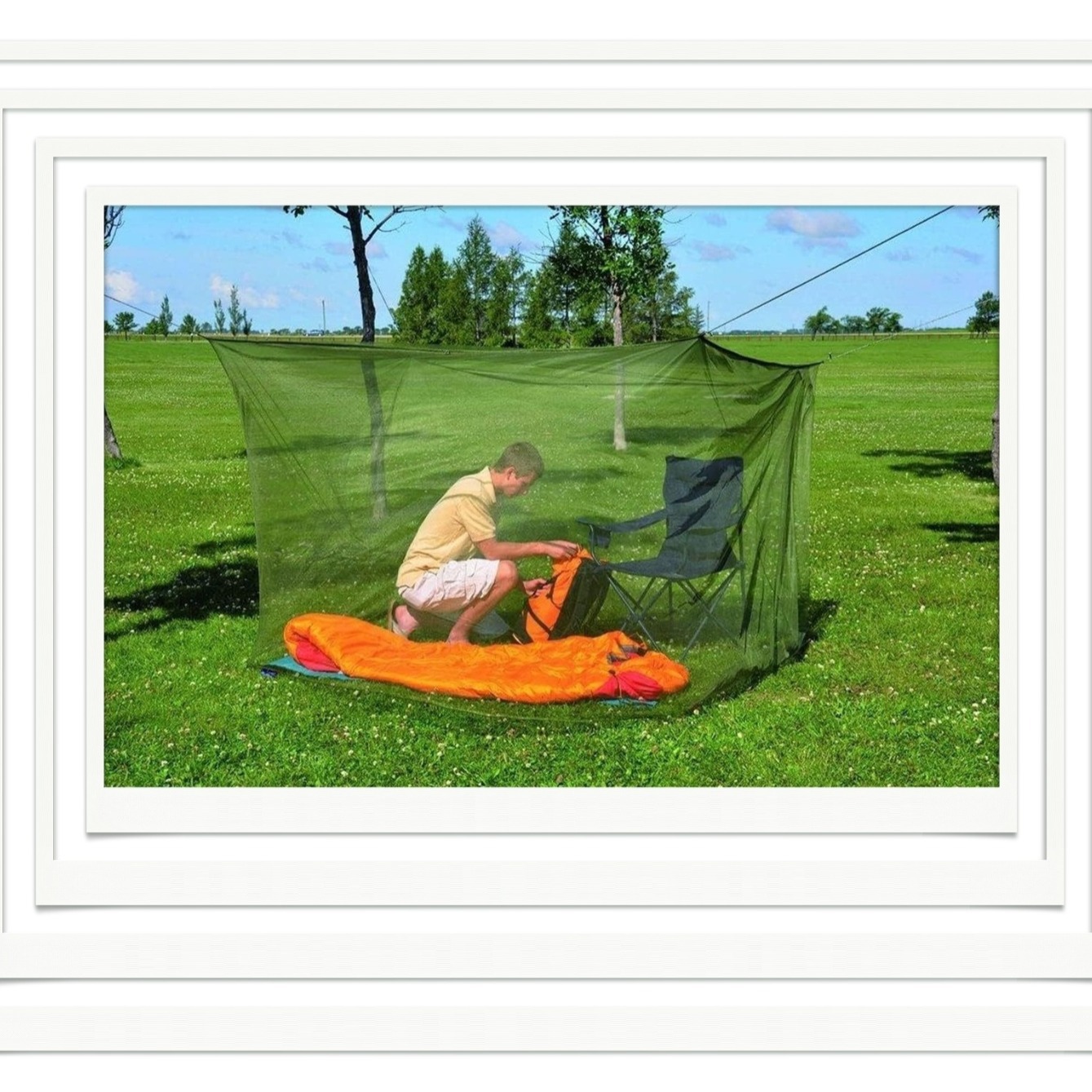 跨境户外四角捆绑式蚊帐野营防蚊虫网纱蚊帐便携折叠式防蚊罩批发