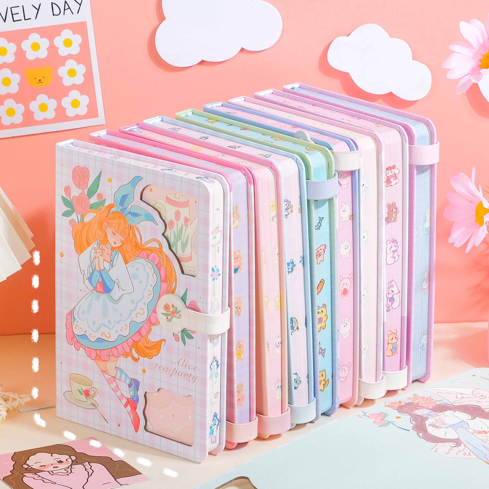 9成交7843本相似新款创意精美封面卡通老鼠笔记本套装 a5闪光记事本