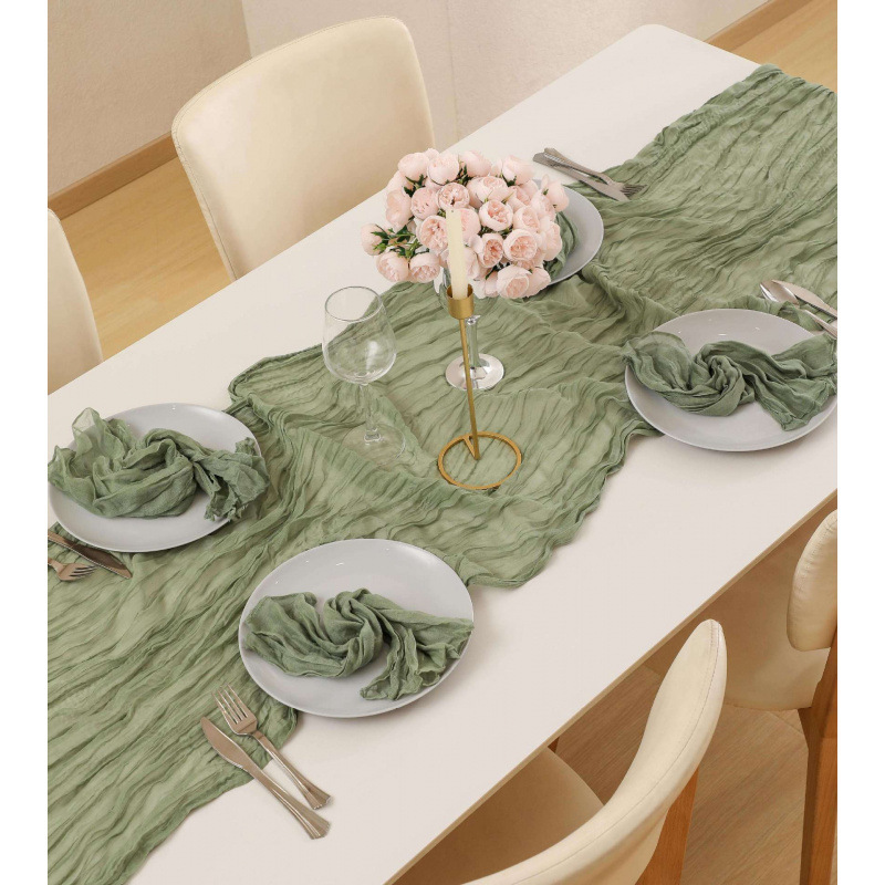 波西米亚风桌旗批发巴厘纱皱布桌旗欧式麻花桌布婚庆派对聚会装饰