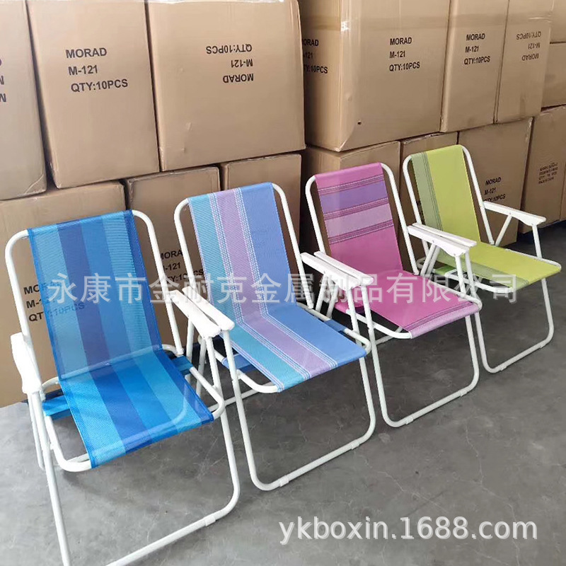 Factory Foreign Trade Metal Frame Camping Beach Chair Spring Chair Leisure Chair Fishing Oxford Cloth Chair