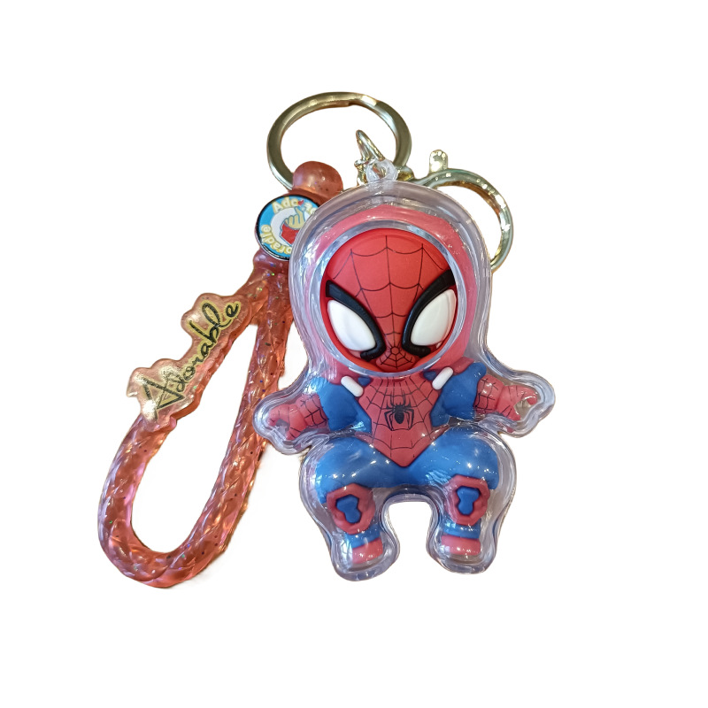 Acrylic Crossdressing Spider-Man Cartoon Keychain Trendy Cool Boy Student Schoolbag Pendant Car Key Chain Small Gift