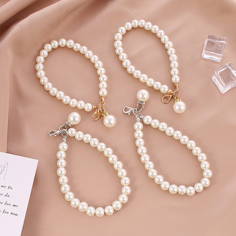 new creative artificial pearl chain bluetooth headset box cover pendant car pearl keychain bag ornaments small gift