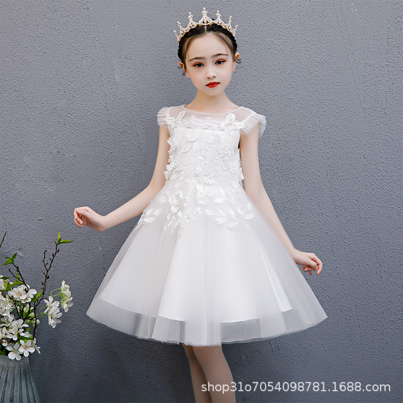 一件代发儿童礼服裙子白色连衣裙女童公主裙花童婚纱裙钢琴演出服