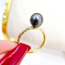DIY珍珠配件 18K包金铜镀金拉丝工艺精工质感戒指半成品7.5-10mm