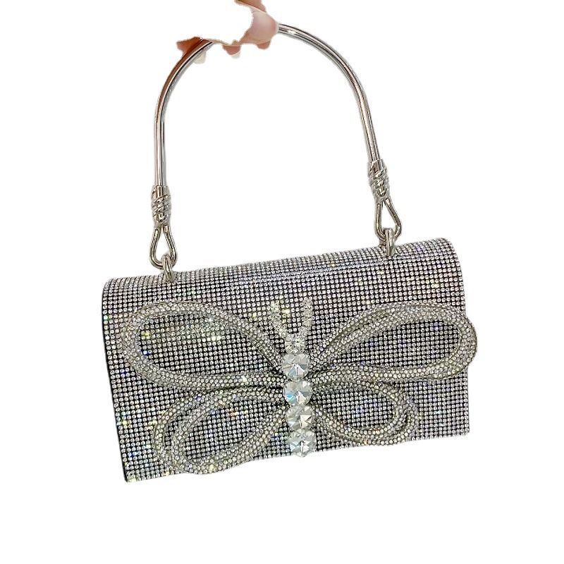 French Minority Butterfly Diamond Bag New Blingbling Rhinestone Diamond Evening Bag Handbag Messenger Bag