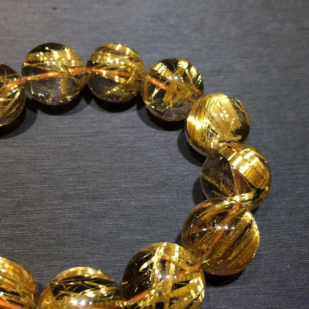 天然金钛晶手串金发晶手链黄钛晶猫眼效应发晶手串一物一图手串