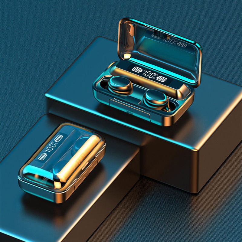 跨境爆款批发f9蓝牙耳机数显大电量无线双耳触摸迷你游戏降噪耳机