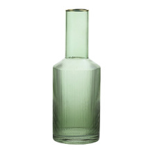 现代简约金边小口竖纹透明玻璃花瓶一枝花酒瓶花器样板间桌面摆件