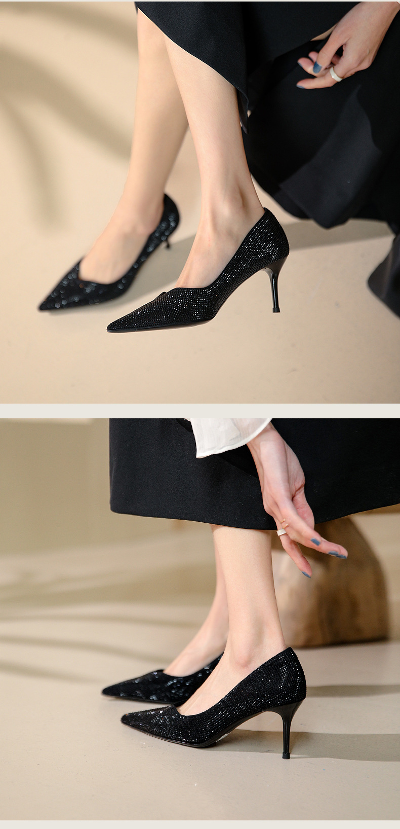 一代佳人尖头高跟鞋女细跟2022年春季新款水钻法式婚鞋女鞋293855