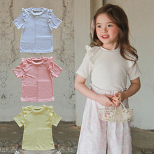 女宝宝短袖T恤夏装纯棉打底衫韩国3-10岁儿童纯色百搭T恤厂家直销