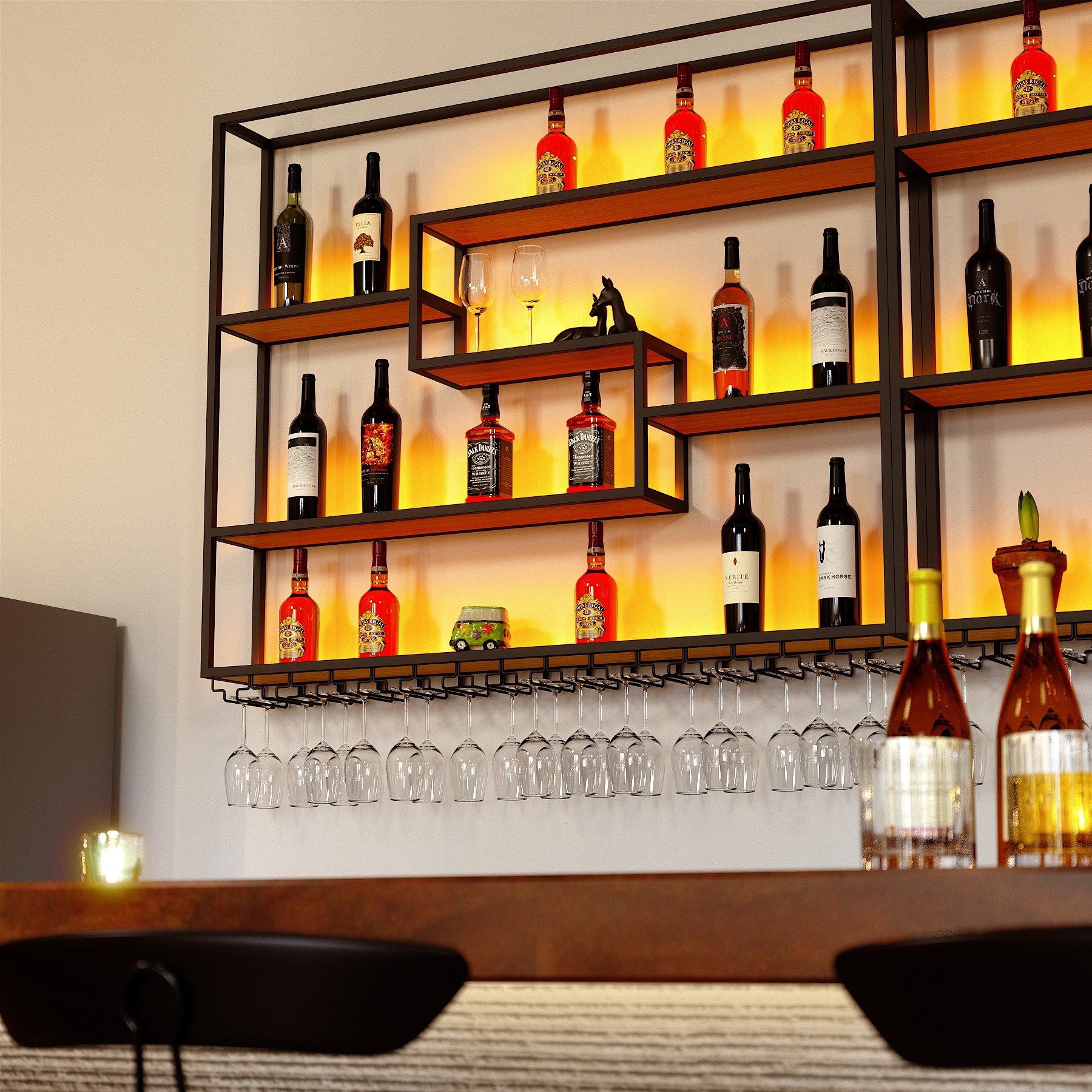 墙上置物架吧台酒柜餐厅铁艺酒架壁挂式展示架创意葡萄酒架红酒架