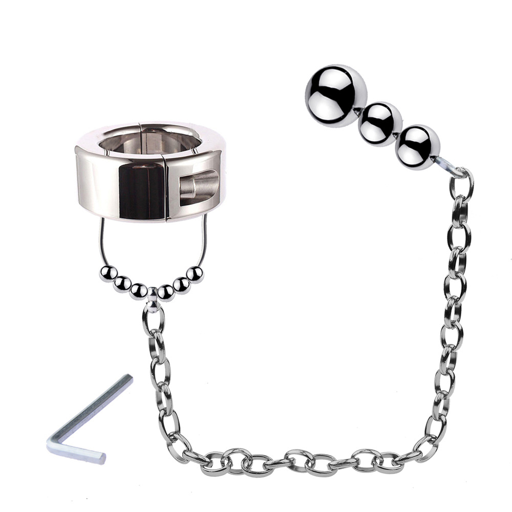 sm情趣用品男用不锈钢阴囊束缚器睾丸负重环阳具负重锻炼吊坠环