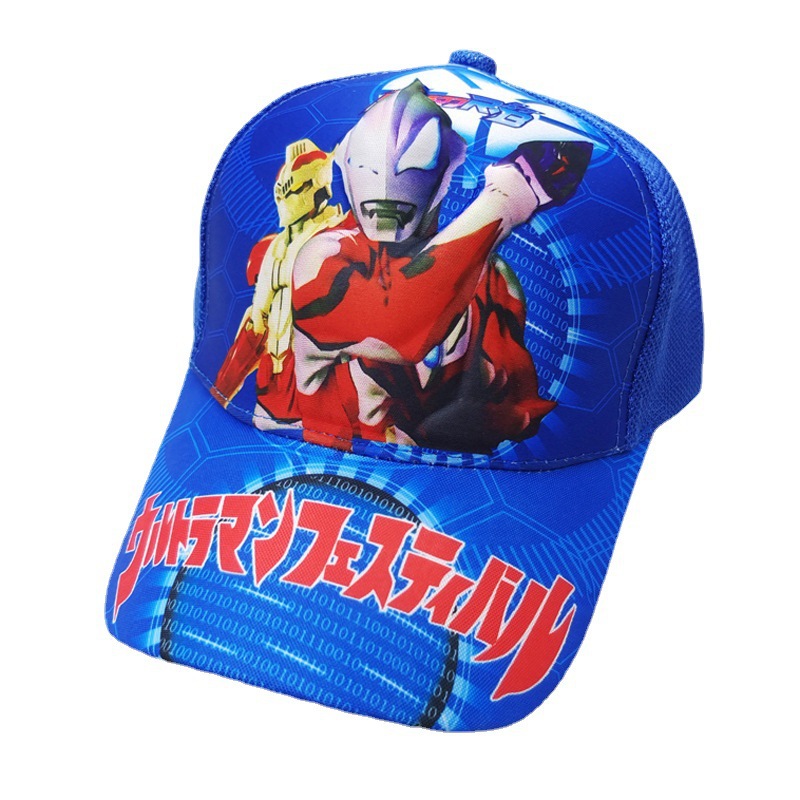 Cross-Border Three-Dimensional Ultraman Children's Baseball Cap Boys and Girls Cartoon 3D Printing Mesh Cap Peaked Cap Breathable Sun Hat