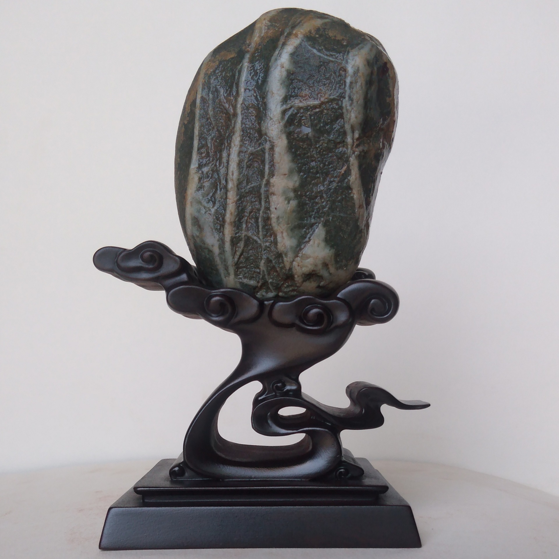 真材实料实木底座简式祥云已挖槽可以衬托佛像奇石长江黄河龟文石