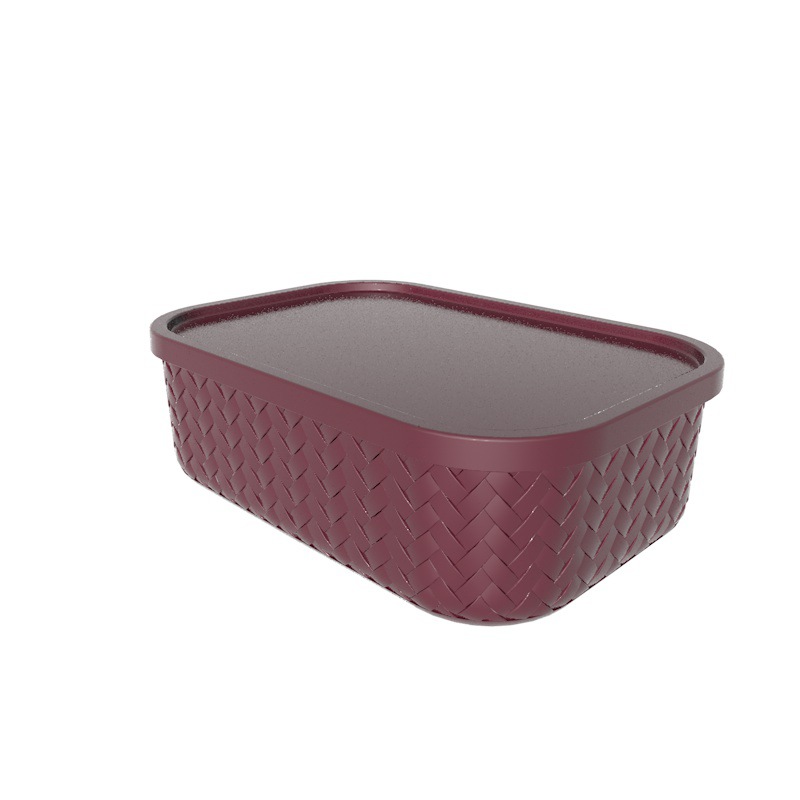 Cross-Border Plastic Rattan-like Woven Storage Box Household Clothes Storage Box Cosmetic Handle Moving Storage Box Wholesale