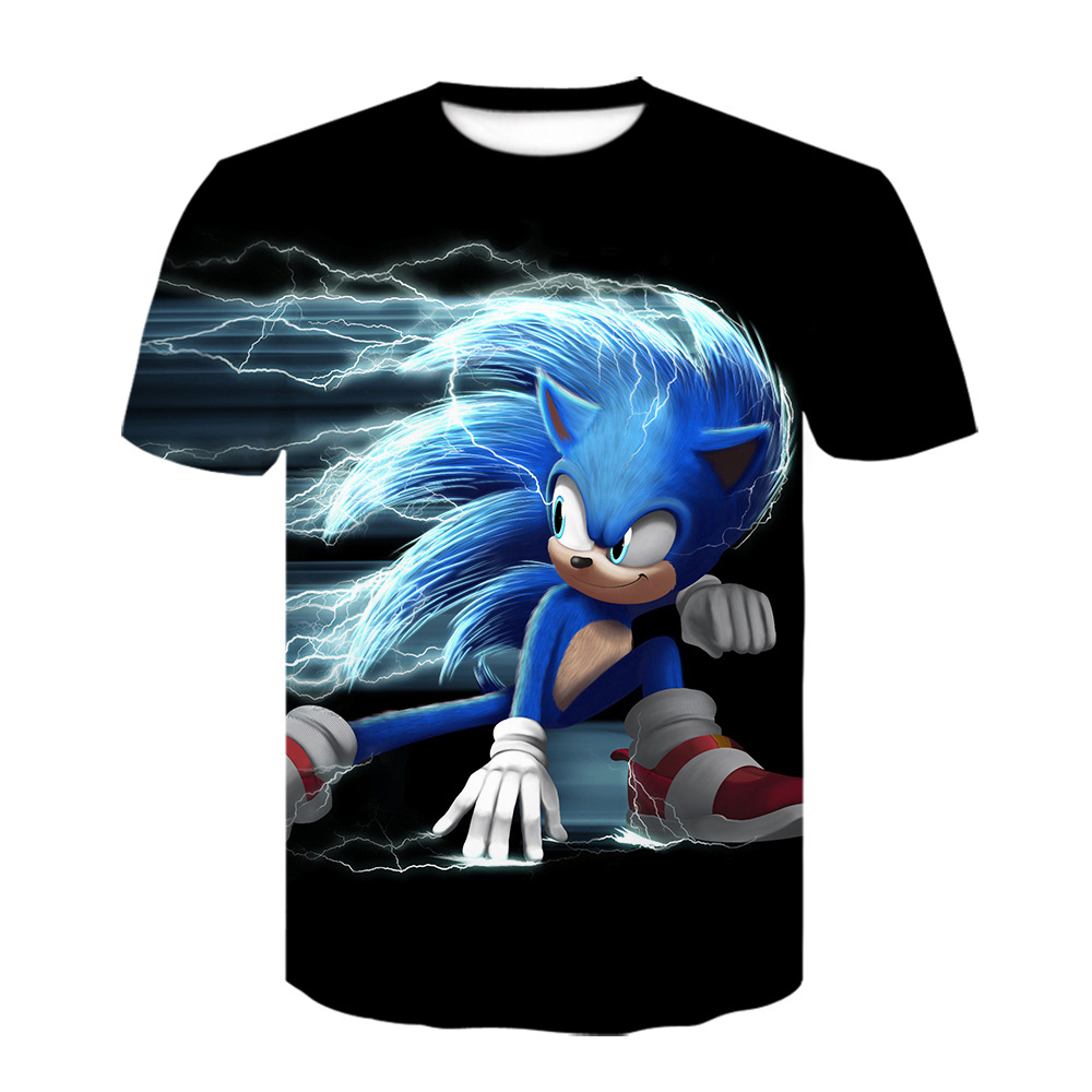 2021sonic跨境电商3d数码印花男童女童夏季薄款t恤 索尼克